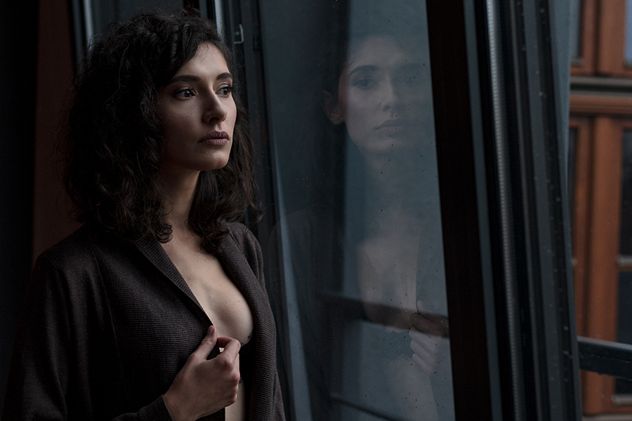 Reflections  window,  brunette,  portrait,  reflection, 